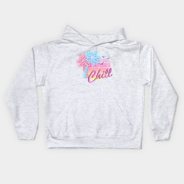 Chill Summer Palms White Kids Hoodie by Luve